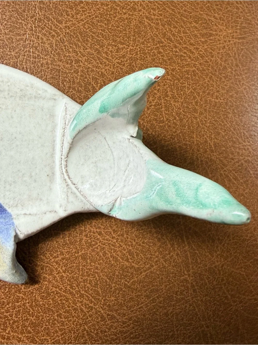 Vintage Pottery Ceramic Clay Fish Butter Server Unique Blue Lake House Cabin